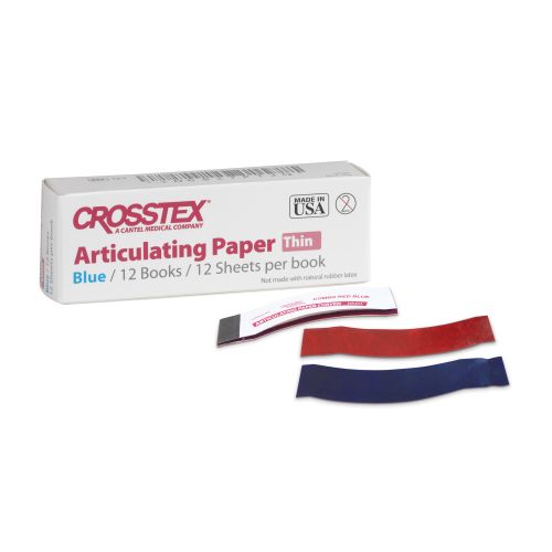 116-TPBR Red/Blue .0025 63 microns Articulating Paper, 12 books of 12 sheets each 144 sheets/box.