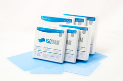 IsoDam 5" x 5" Medium Blue Latex Free Dental Dam, 100bx