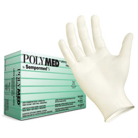 242-PM104 Polymed Latex PF Exam Gloves, Large, 100/bx