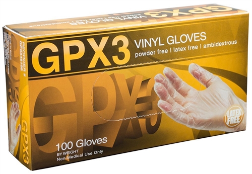 192-GPX342100 Ammex GPX3 Clear Vinyl Gloves, Small, 100/bx