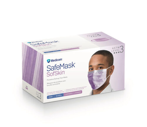 16-2089 Medicom Safe Mask Sof Skin Earloop Mask, Level 3, Lavender, 20/bx