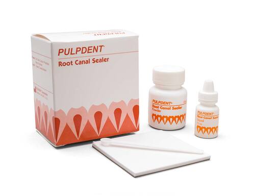 96-RK Pulpdent Root Canal Sealer Kit: 15cc powder, 7.5mL liquid, mixing pad, scoop
