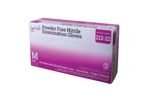 190-212-22 Omnitrust Nitrile Powder Free Exam Glove, Medium, box of 100