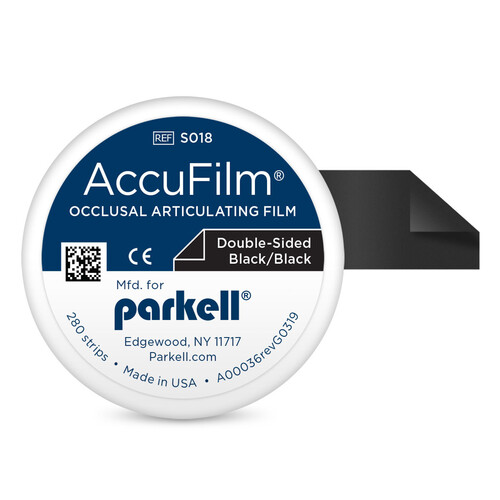 138-S018 Parkell Accufilm II Black/Black Double Sided Articulating Paper, box of 280 pre-cut strips