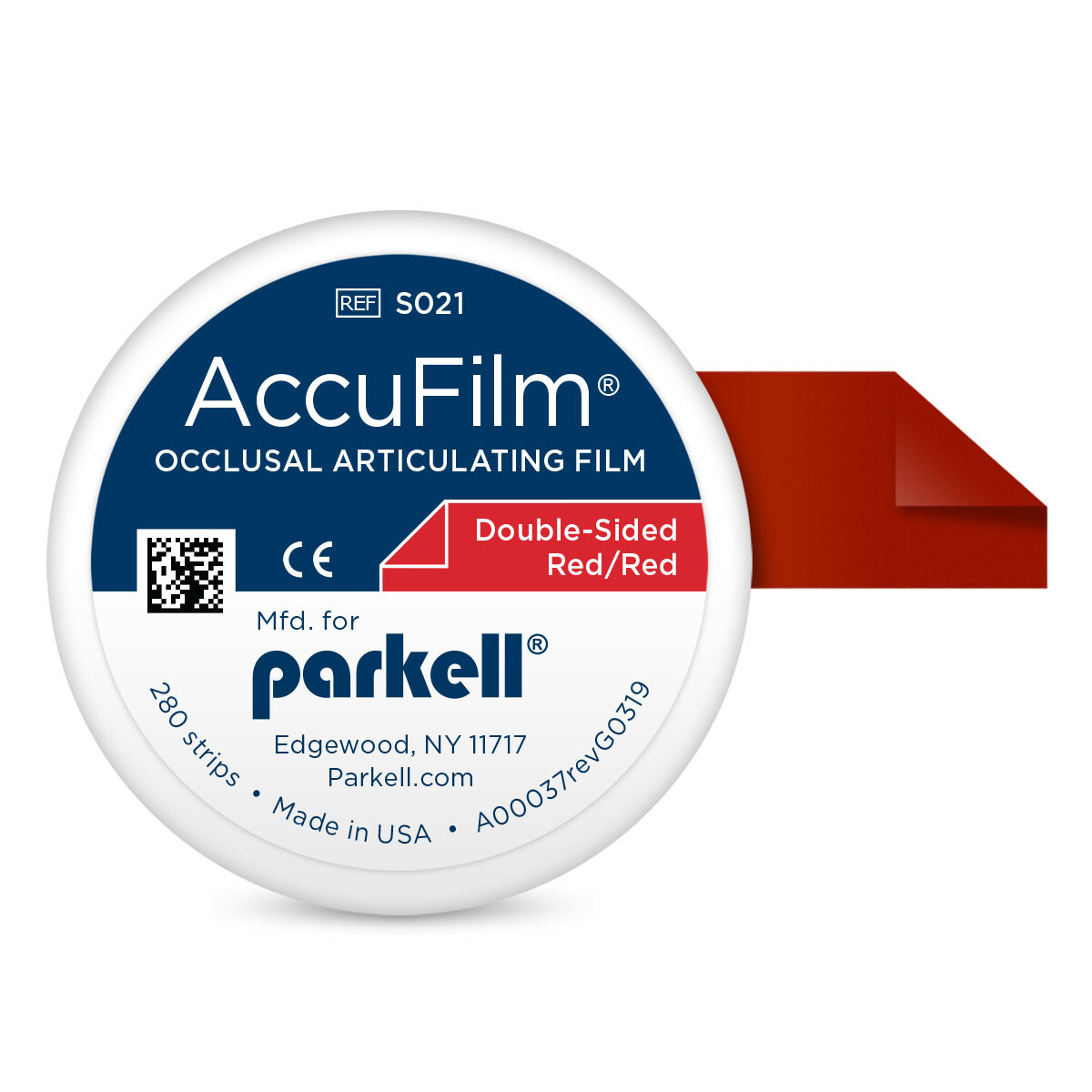138-S021 Parkell Accufilm II Red/Red Double Sided Articulating Paper, box of 280 pre-cut strips