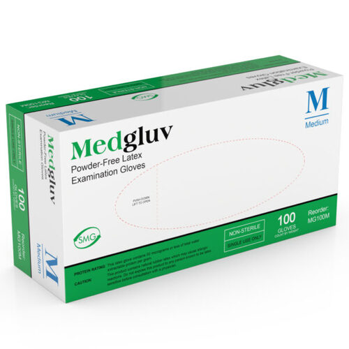 71-MG100S MedGluv Latex Exam Gloves, Small, 10 bx/cs