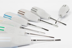 Luxator Complete Kit - 7 Pieces: 1 each of 2 mm Straight Blade, 3 mm Curved Blade, 3 mm Straight Blade, 3 mm Contra Angle Blade