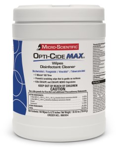 Opti-Cide Max Disinfectant, Wipes, 6" x 6.75", 160/ct 12/cs