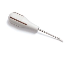 5 mm Curved Blade Luxator, Brown Stripes. Indicated for large molar roots & general use, Luxator Instruments are used by cutting and rocking instead o