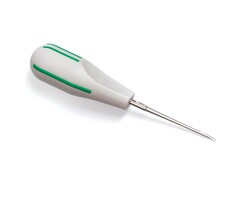 2 mm Straight Blade Luxator, Dark Green Stripes. Indicated for Apical and /or Interproximal, Luxator Instruments are used by cutting and rocking inste