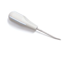 3 mm Inverted Curved Blade Luxator, Light Blue Stripes. Indicated for General use Lingual and/or Distal, Luxator Instruments are used by cutting and r