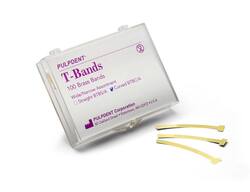 Pulpdent "T" Bands, Brass, Curved/ Wide, �", pack of 100