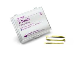 Pulpdent "T" Bands, Brass, Straight, Assorted, .05mm Thick, pack of 100