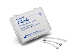 Pulpdent "T" Bands, Stainless, Curved, Assorted, .05mm Thick, pack of 100