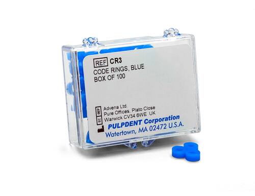 96-CR3 Pulpdent Code Rings, Standard Size 1/8� Wide, Blue, pack of 100