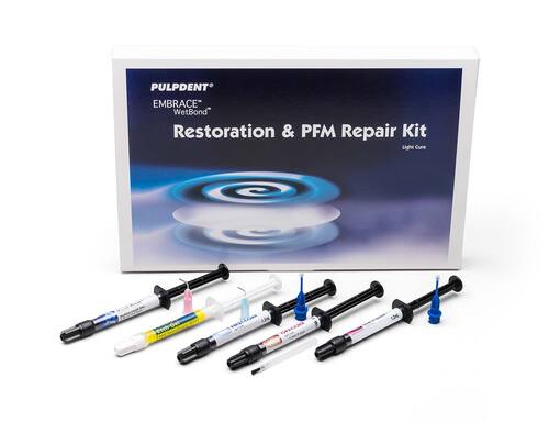 96-EMPFM Embrace Restoration & PFM Repair Kit Contains: 1.2mL Syringe ea First-Coat, Seal-N-Shine, Opaque, Porcelain Etch Gel, Kool Dam + Accessories
