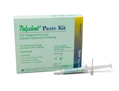 96-PSYK Pulpdent Calcium Hydroxide Paste Kit Contains: 3mL Syringe with 24 Needles (18 gauge blunt)