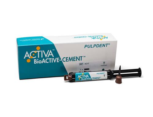 96-VC1T Activa BioACTIVE Cement Single Pack: Transparent, 5mL/7gm syringe + 20 automix tips (15 straight black + 5 with bendable metal cannula)