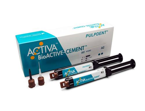 96-VC2A2 Activa BioACTIVE Cement Value Pack: A2 Opaque, 2 x 5mL/7gm syringes + 40 automix tips (30 straight black + 10 with bendable metal cannula)