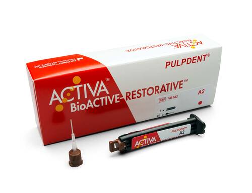 96-VR1A2 Activa BioACTIVE Restorative Refill, Shade A2 Contains: (1) 5mL Syringe + 20 Mix Tips (with Bendable 20g Metal Cannula)
