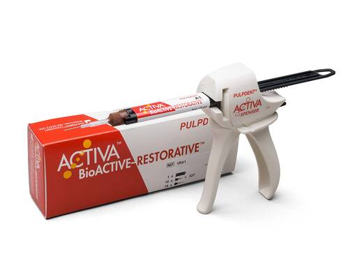 96-VRA1 Activa BioACTIVE Restorative Starter Kit, Shade A1 Contains: (1) 5mL Syringe, ACTIVA-SPENSER, 20 Mix Tips (with Bendable 20g Metal Cannula)