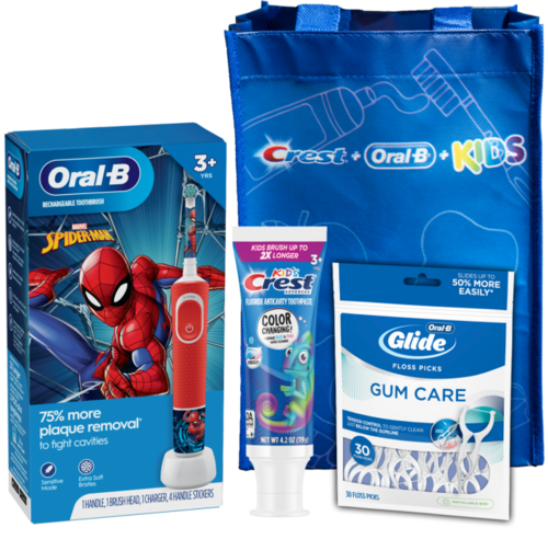 23-80347217 Oral B Electric Toothbrush & Brush Head Bundle, Marvel Spiderman, 3/cs