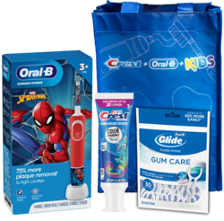 Oral B Electric Toothbrush & Brush Head Bundle, Marvel Spiderman, 3/cs
