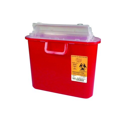 157-8708 Medegen Sharps Container, 5.4Qt Red, Locking Lid