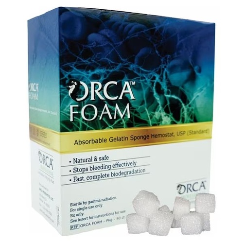 117-OF-202007 ORCA Foam, Porcine Gelatin Hemostatic Sponges, Size 4, 20mm x 20mm x 7mm, 20/bx