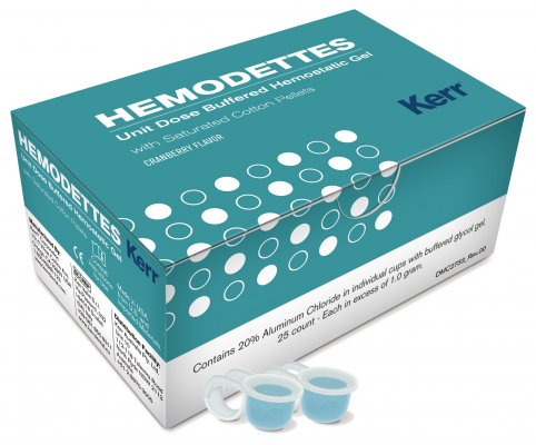 49-13150 Hemodettes Hemostatic Gel, Unit Doses. 20% buffered aluminum chloride lubricating hemostatic gel with saturated cotton pellets packaged in unique plas