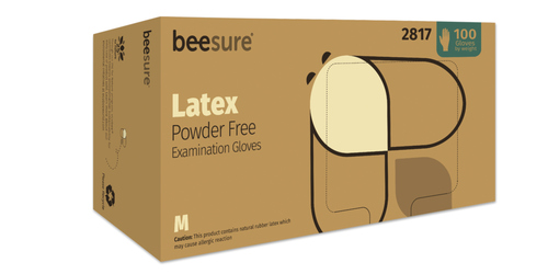 32-BE2815 BeeSure Latex Exam Gloves: X-Small, White, Non-Sterile, Powder-Free 10/cs