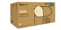 BeeSure Latex Exam Gloves: X-Small, White, Non-Sterile, Powder-Free 10/cs