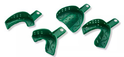 Coe Spacer Trays #1D Large Green Perforated Upper Full-Arch Plastic Impression Tray, 12pk