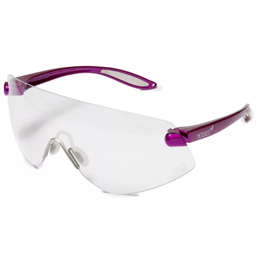 74-100703 Protective eyewear, HOT PINK frames and clear lens ophthalmic quality anti-scratch coating, lightweight frames, silicone nose piece