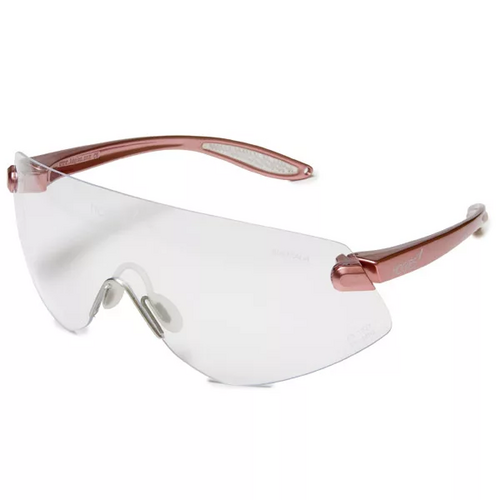 74-100704 Protective eyewear, PINK frames and clear lens ophthalmic quality anti-scratch coating, lightweight frames, silicone nose piece