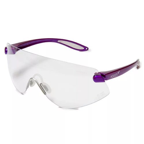 74-100705 Protective eyewear, PURPLE frames and clear lens ophthalmic quality anti-scratch coating, lightweight frames, silicone nose piece