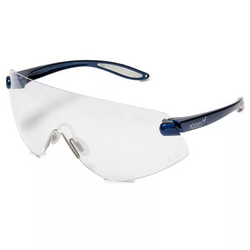 Protective eyewear, BLUE frames and clear lens ophthalmic quality anti-scratch coating, lightweight frames, silicone nose piece