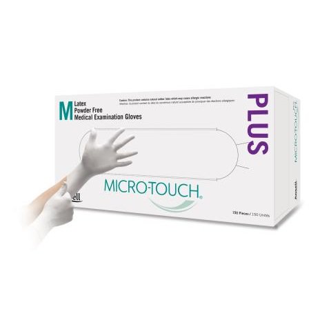 19-6015301 Micro-Touch Plus PF Latex Gloves Small 150/bx