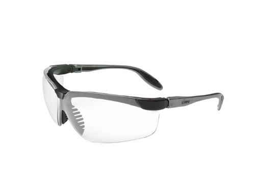 74-355812 Uvex Genesis Safety Glasses - Earth Frame Clear Lens. Have a cushioned, vented brow guard for cooler comfort. Ultra-soft flexible nose bridge 