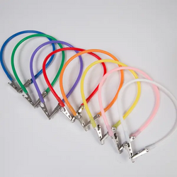 Assorted color 14" bib clips, autoclavable, plastic chain with nickel plated clips. 8/pk.