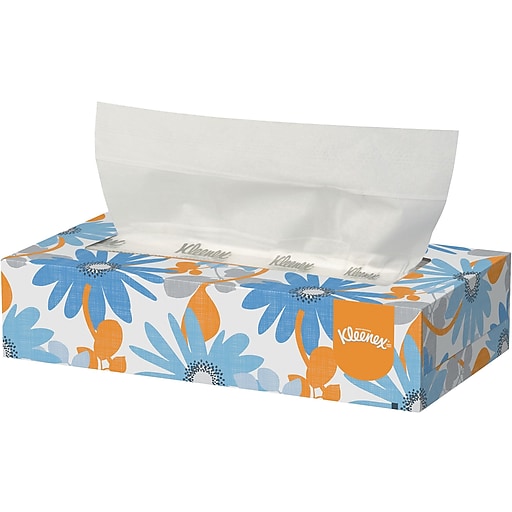 70-21606 Kleenex White 2ply Facial Tissues, Flat Box of 125, 48bx/cs