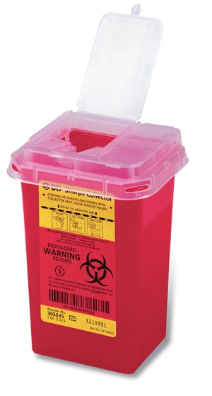 113-305635 Sharps Container, 1.0 Qt, Phlebotomy, Red, 60/cs