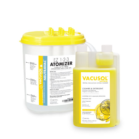 139-ED906 Vacusol Ultra -Dental Vacuum Line Cleaner. Starter Kit: 1 Quart (32 oz) Bottle, Atomizer & Accessories. Fresh Lemon Scent; Super Concentrated - dilute